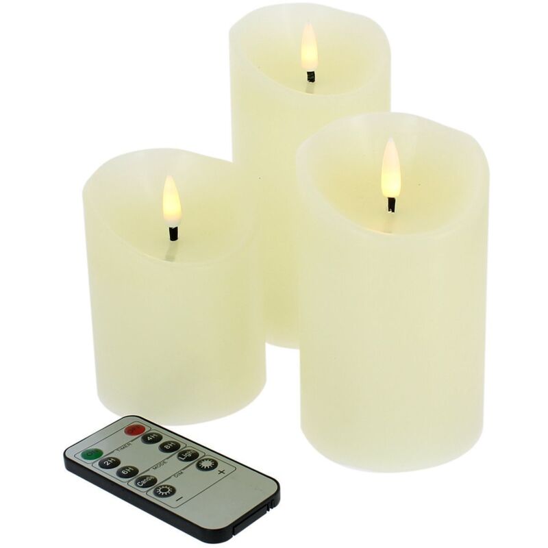 foto del prodotto arum lighting set di 3 candele led a fiamma 3d con telecomando