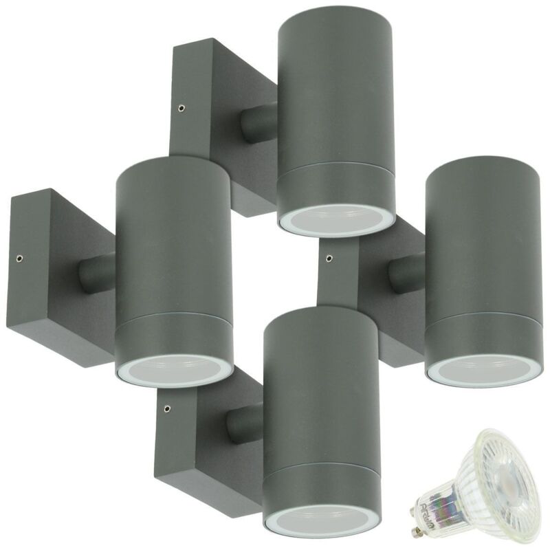 foto del prodotto arum lighting set di 4 applique venice da esterno grigio antracite monofascio con 4 lampadine led gu10 5w temp rature de couleur bianco caldo 2700k