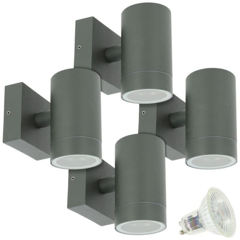 foto del prodotto arum lighting set di 4 applique venice da esterno grigio antracite monofascio con 4 lampadine led gu10 5w temp rature de couleur bianco neutro