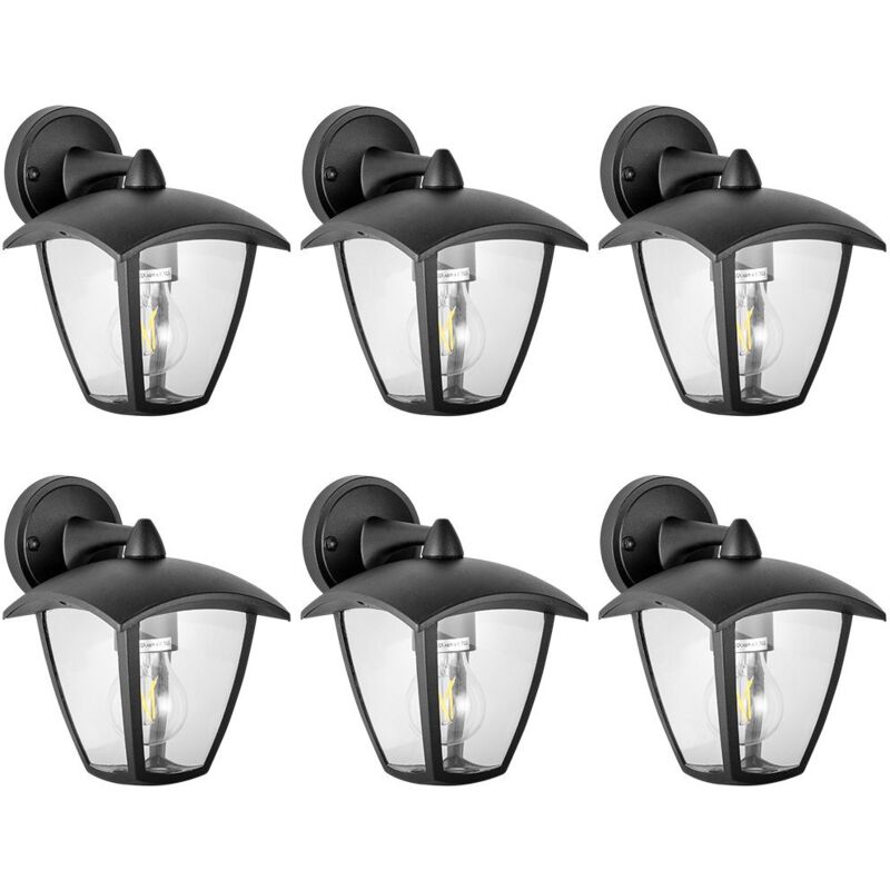 foto del prodotto arum lighting set di 6 applique da esterno in metallo alicante per giardino nero e27