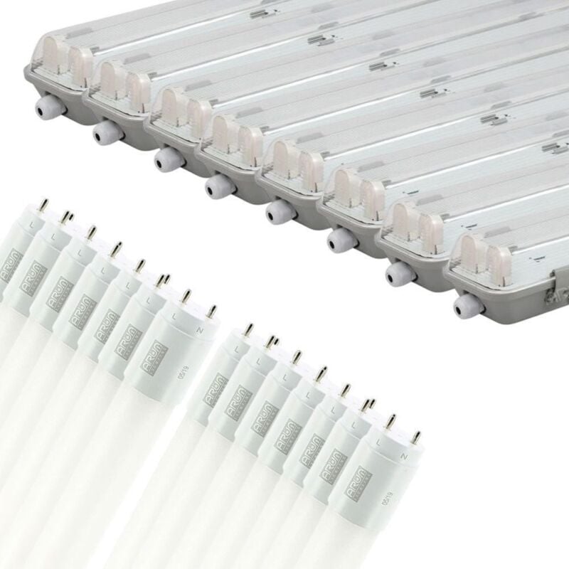 foto del prodotto arum lighting set di 8 scatole 120 cm 16 tubi 120 cm striscia luminosa per garage, cantina, ecc. bianco freddo 6000k