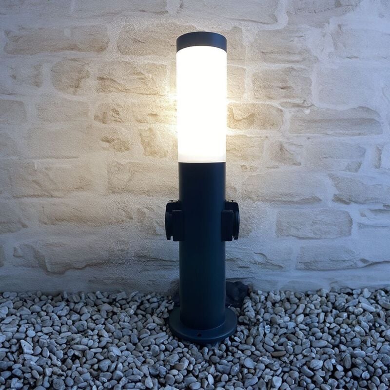 foto del prodotto arum lighting valente terminale da esterno antracite 45cm ip44 2 prese