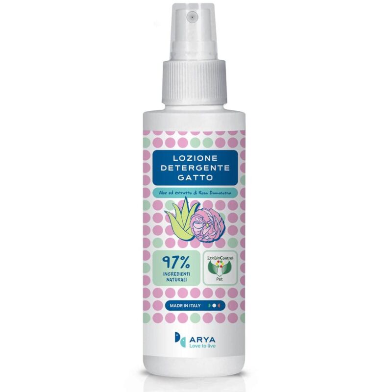 foto del prodotto arya lozione detergente gatto aloe ed estratto di rose 100ml