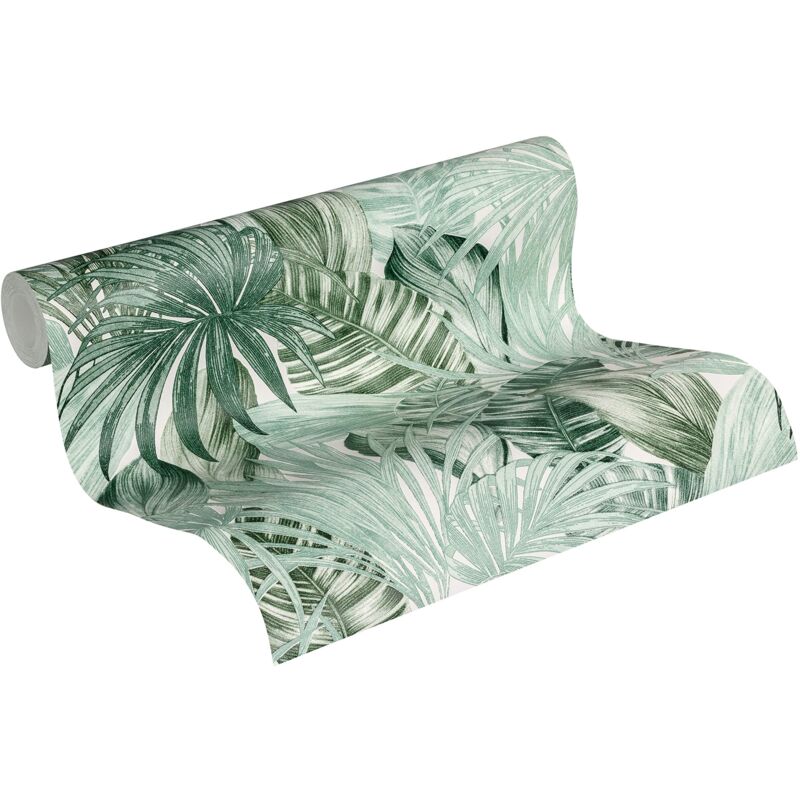 foto del prodotto as creation carta da parati jungle greenery a.s. cr ation carta da parati tessuto non tessuto 10.05 m x 0.53 m verde bianco prodotto in germania