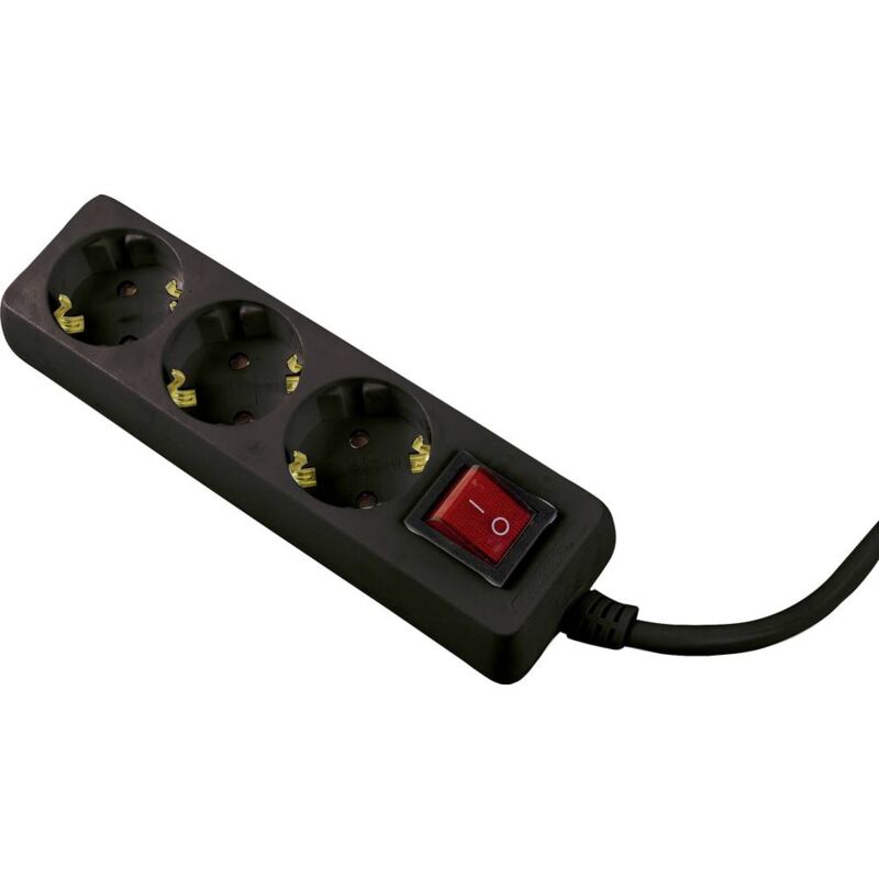 foto del prodotto as schwabe 11392 multipresa con interruttore nero schuko 1 pz.