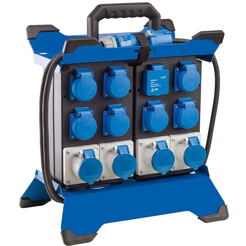 foto del prodotto as schwabe distributore di alimentazione portatile cee stecky duo 5, spina cee 7 prese con contatto di protezione 4 prese cee 2 porte usb,