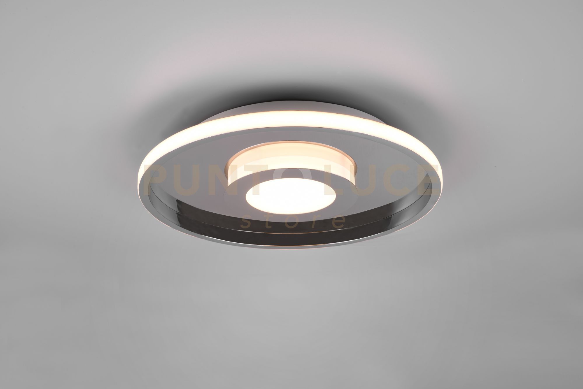 foto del prodotto ascari h2o plafoniera led 35w 4100lm, 3000k cromo con dimmerazione con interruttore ip44 d.40cm