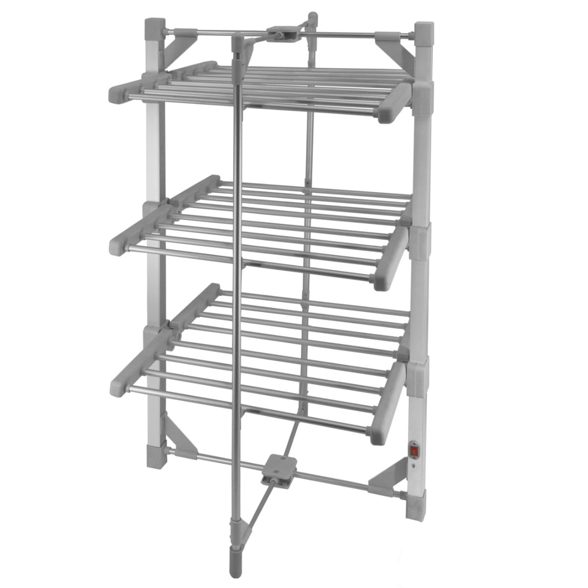 foto del prodotto asciugabiancheria elettrico riscaldato con copertura a 3 livelli rack asciugabiancheria per interni pieghevole