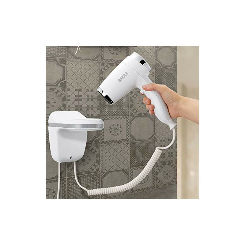 foto del prodotto asciugacapelli parete muro hotel cromo phon asciuga capelli bagno albergo 1100w