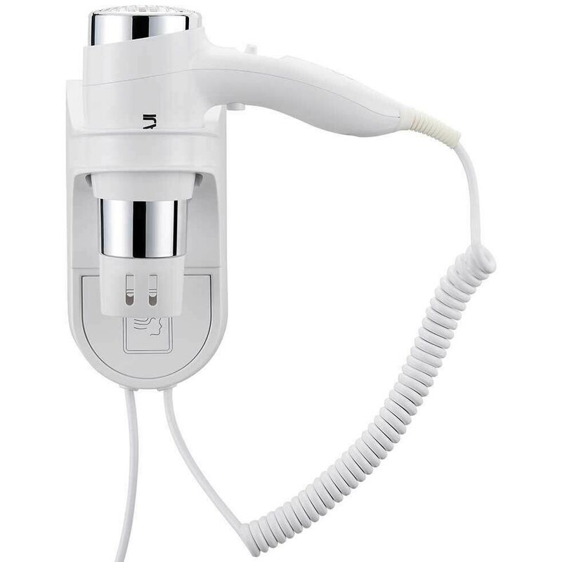 foto del prodotto asciugacapelli parete muro hotel cromo phon asciuga capelli bagno albergo 1600w