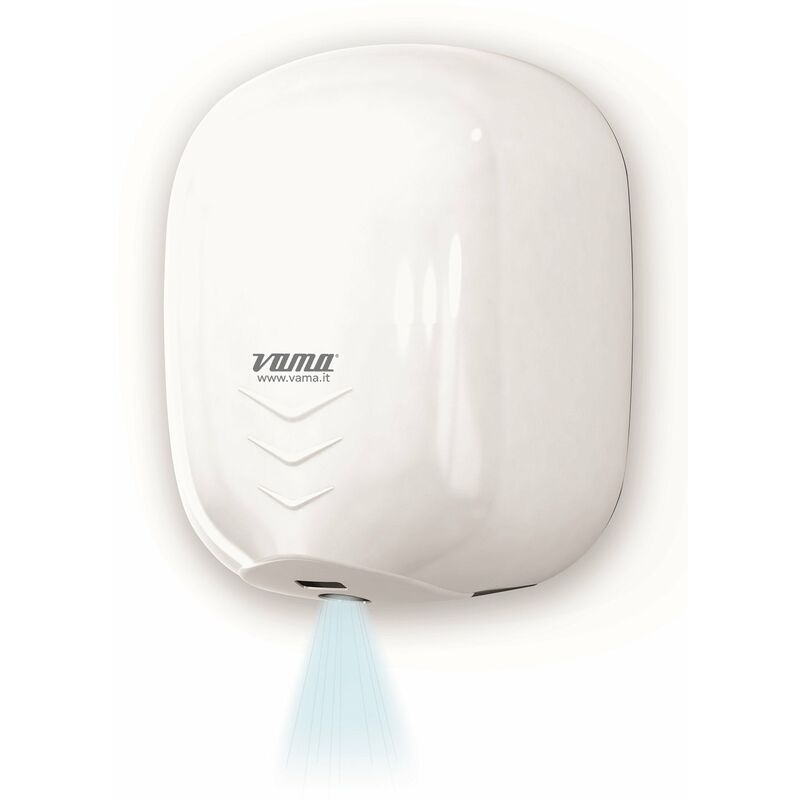foto del prodotto asciugamani elettrico con fotocellula 1100w vama stream dry uv bf acciaio bianco