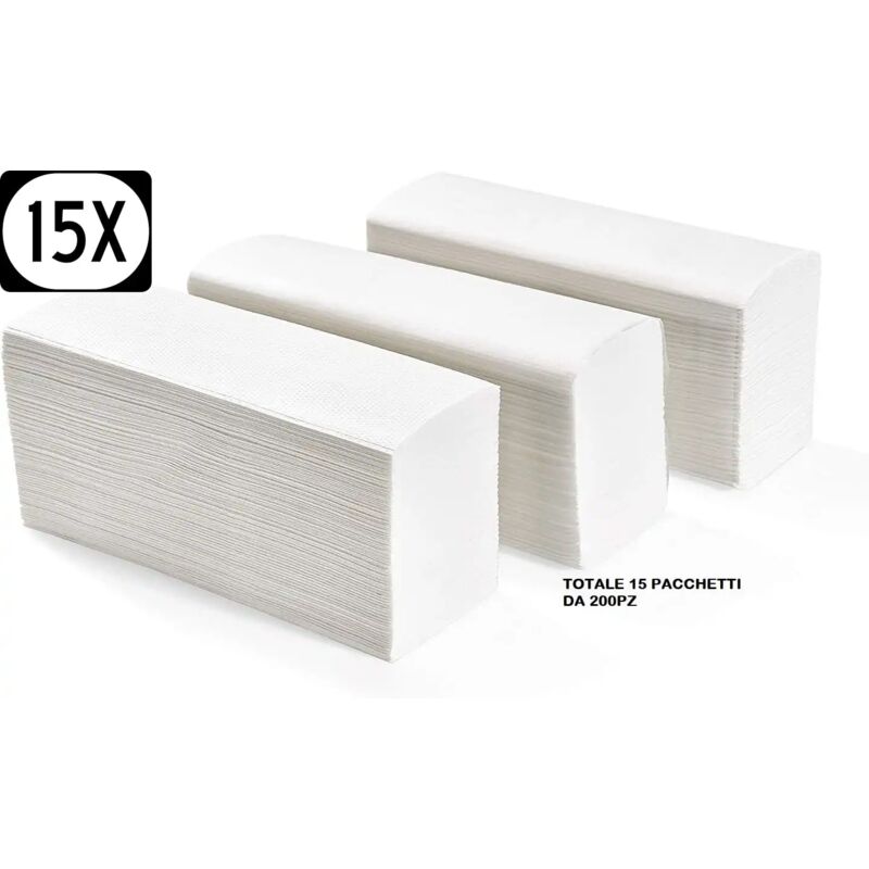 foto del prodotto asciugamani monouso piegati a v per dispenser 21 x 21 cm 15 pacchetti da 200pz