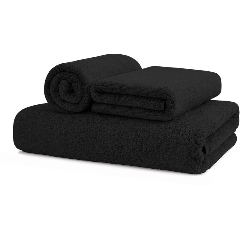 foto del prodotto asciugamani salvietta bagno in morbida spugna modello sophie colore nero, misuratelocolorenero