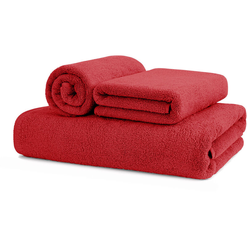 foto del prodotto asciugamani salvietta bagno in morbida spugna modello sophie colore rosso cherry, misuraospitecolorecherry