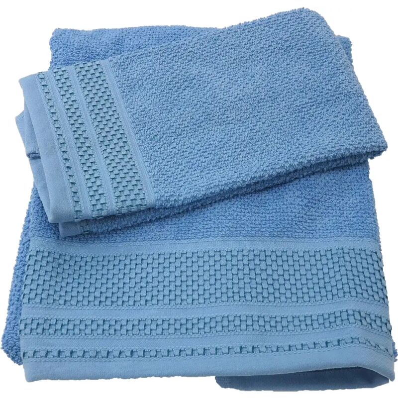 foto del prodotto asciugamano con ospite in cotone gim, colore azzurro, eleganza e comfort caleffi