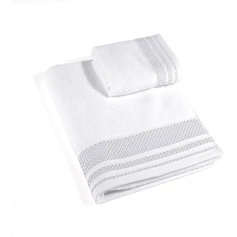 foto del prodotto asciugamano con ospite in cotone gim, colore bianco,morbidezza e comfort caleffi