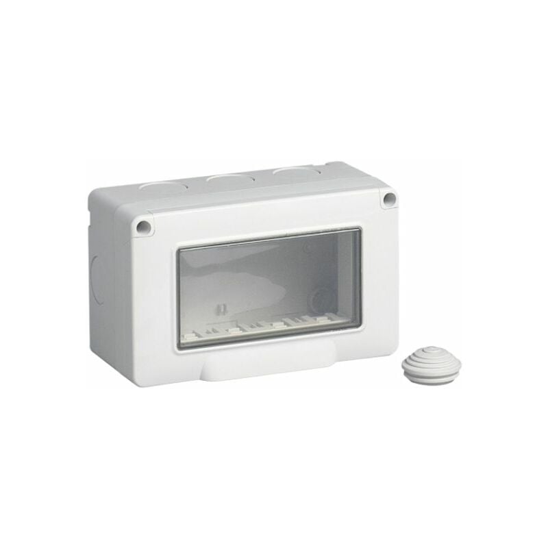 foto del prodotto asia led cassetta 4 moduli da parete con sportello ip55 compatibile vimar plana tot
