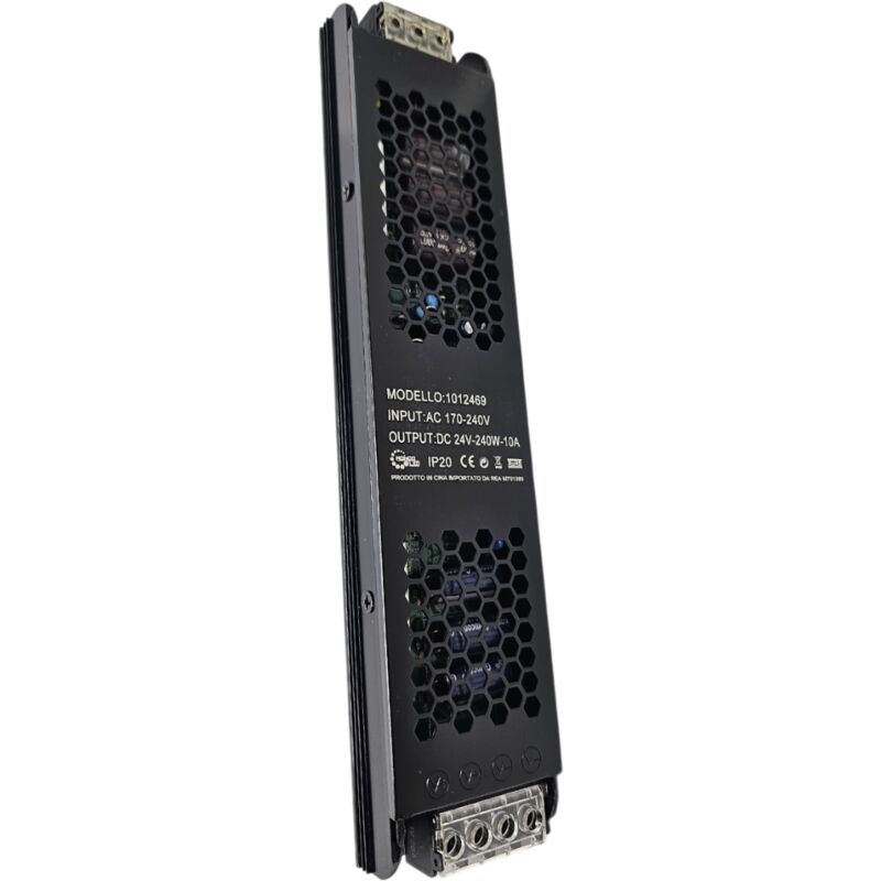 foto del prodotto asia led trasformatore slim nero ip20 24v 240w 10a per strisce led 24x5x2.5 cm