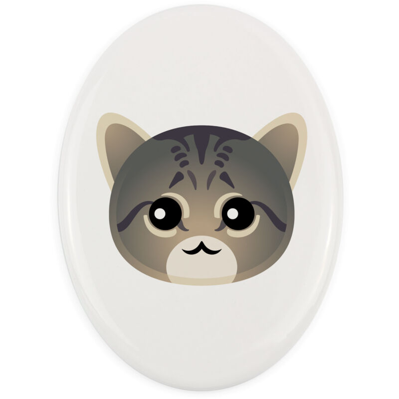 foto del prodotto asian tabby - piastrella in ceramica per tomba con grafica e iscrizione di art-dog