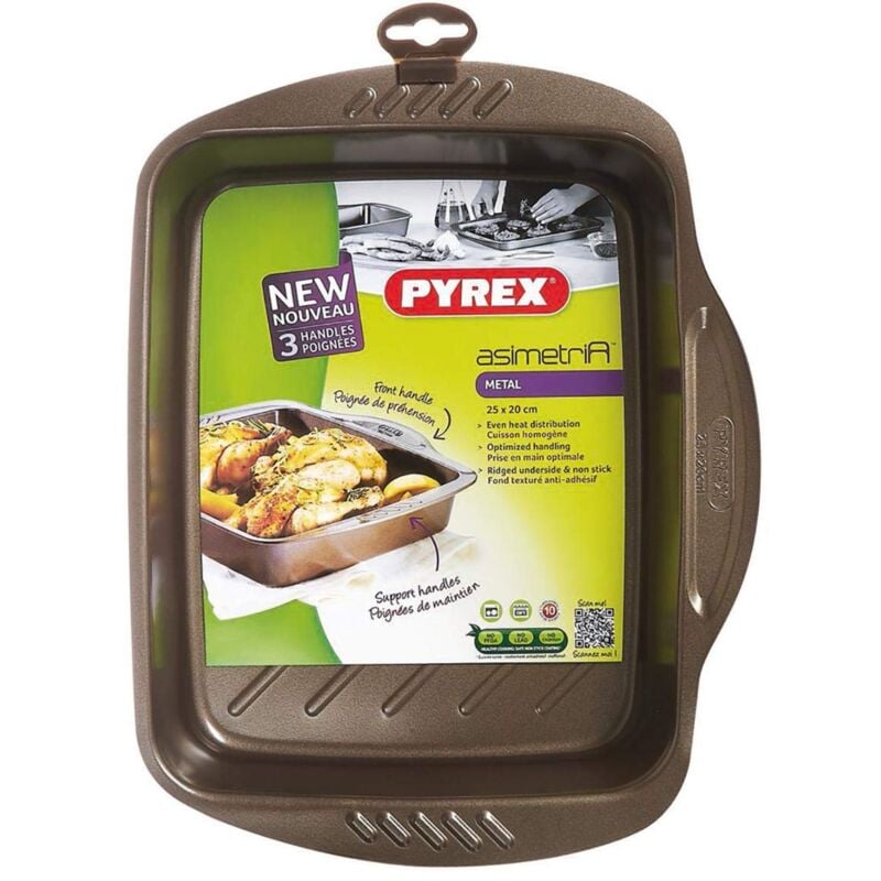 foto del prodotto asimetria rosticcera antiaderente, alluminio, marrone pyrex