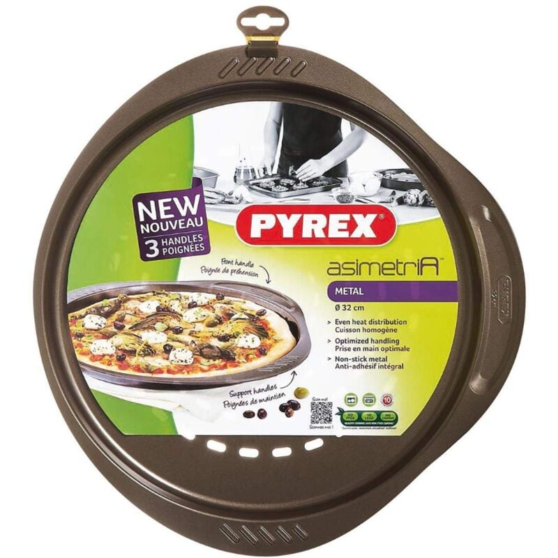 foto del prodotto asimetria stampo pizza tondo, acciaio, marrone, 32 cm pyrex