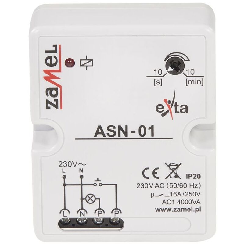 foto del prodotto asn 01 interruttore di ritardo, colore bianco zamel