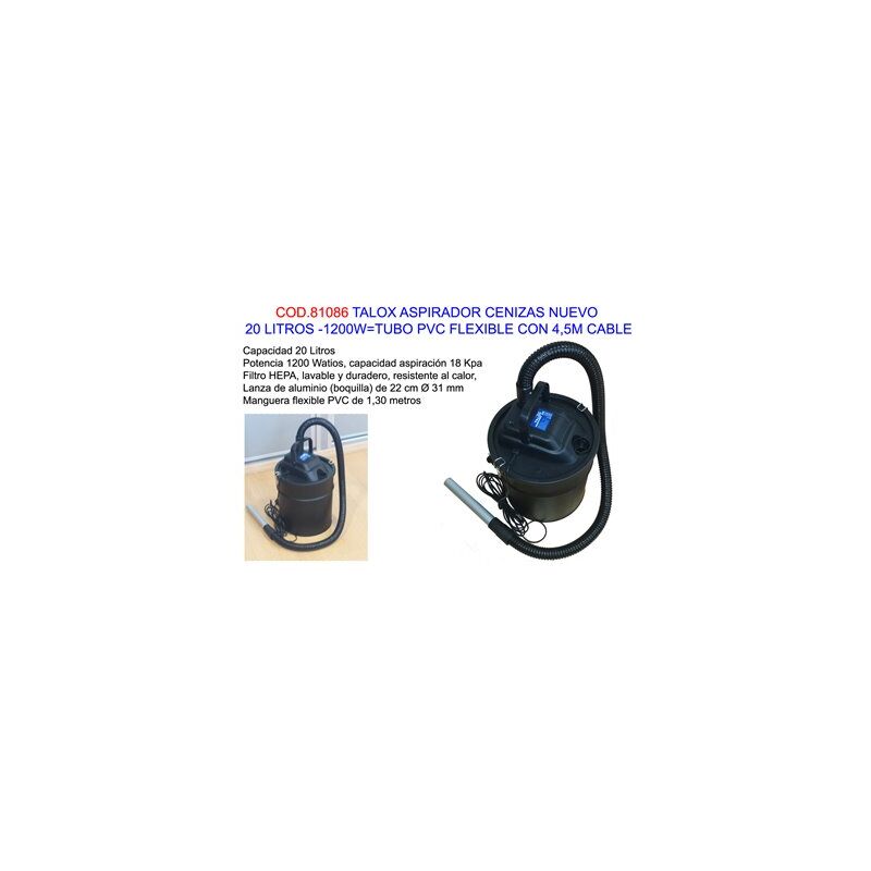 foto del prodotto aspiracenere talox 20l 1200w con tubo flessibile e cavo 4,5m vc2014