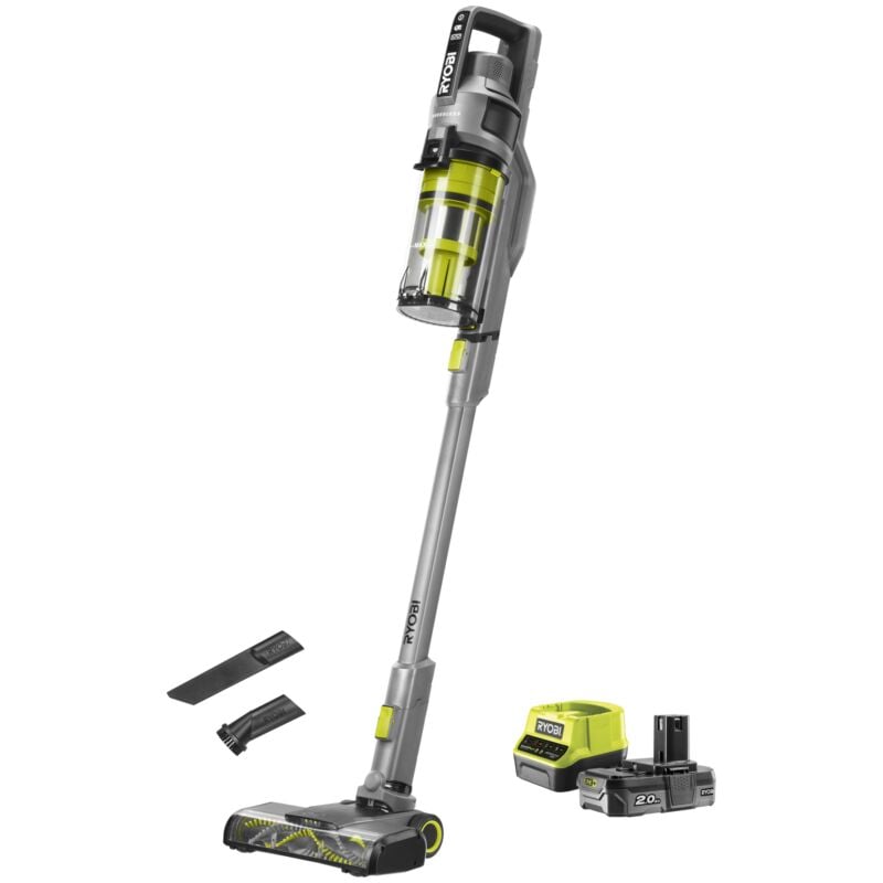 foto del prodotto aspirapolvere a batteria ryobi rsvs18 1c20g brushless con batteria 18v 2ah