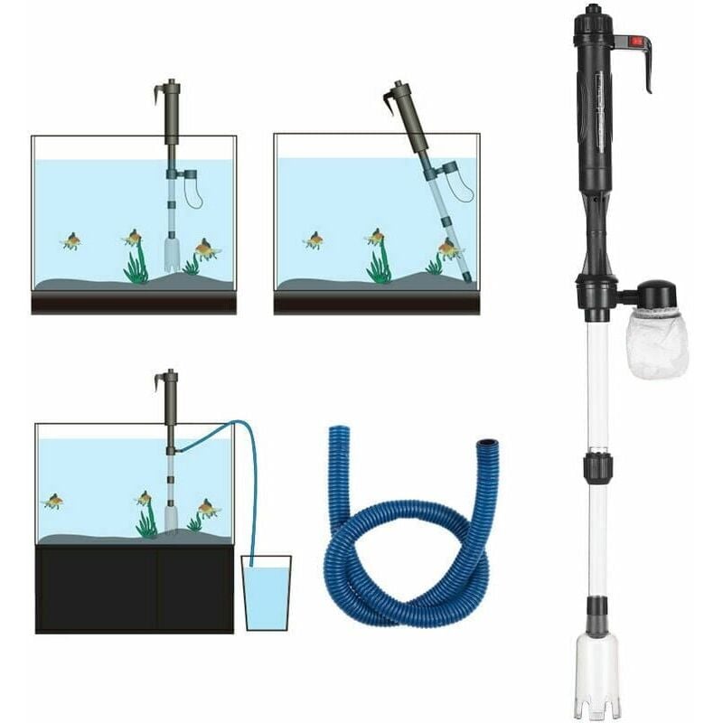 foto del prodotto aspirapolvere e sifone per acquari, elettrico, per acquari, per il cambio dell acqua, per la pulizia della sabbia, per ghiaia, a sifone, per acquari.