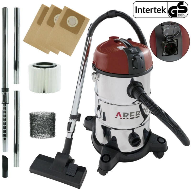 foto del prodotto aspirapolvere industriale 30 l bagnato e asciutto aspirapolvere 1300 w rosso arebos