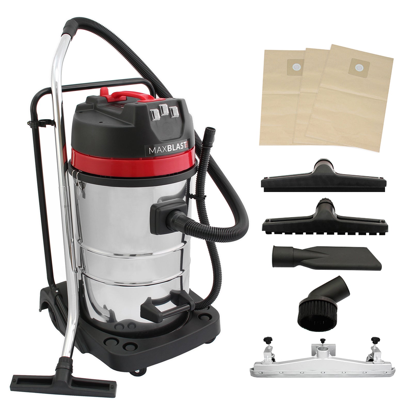 foto del prodotto aspirapolvere industriale 80l wet amp dry 3000w con 5 accessori e sacchetti