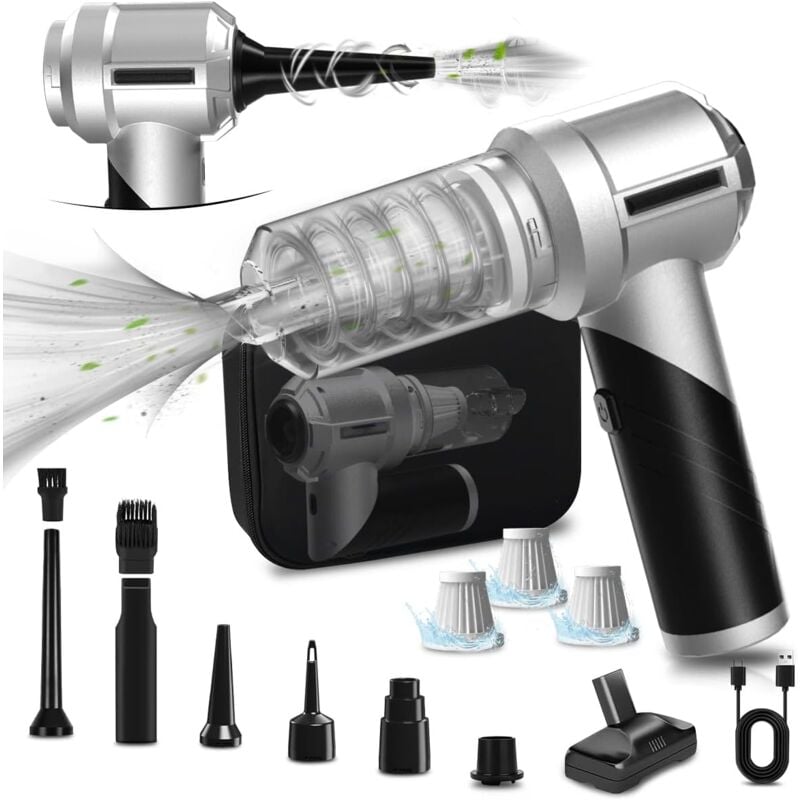 foto del prodotto aspirapolvere per auto potente senza fili 4 in 1, mini aspirapolvere portatile senza fili da 21 kpa con motore brushless, 3 livelli regolabili,