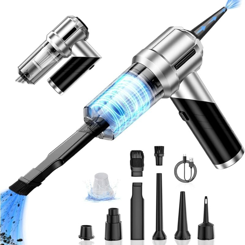 foto del prodotto aspirapolvere per auto senza fili, 2 in 1 mini aspirapolvere portatile potente senza fili con luce led, aspirapolvere portatile ricaricabile tramite