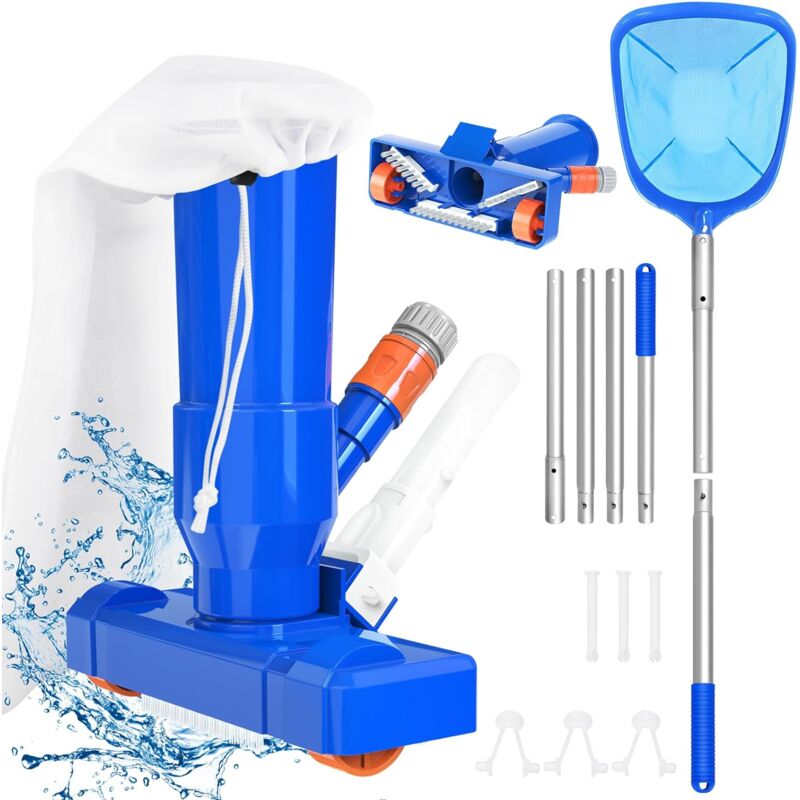 foto del prodotto aspirapolvere per piscina con rete per superficie piscina, kit di manutenzione piscina aspirapolvere portatile per laghetto, fontana