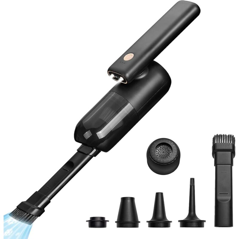 foto del prodotto aspirapolvere portatile, 2 in 1 mini aspirapolvere senza fili con luce led e filtro hepa lavabile, 4000 mah ricaricabile, durata 20 minuti per casa,