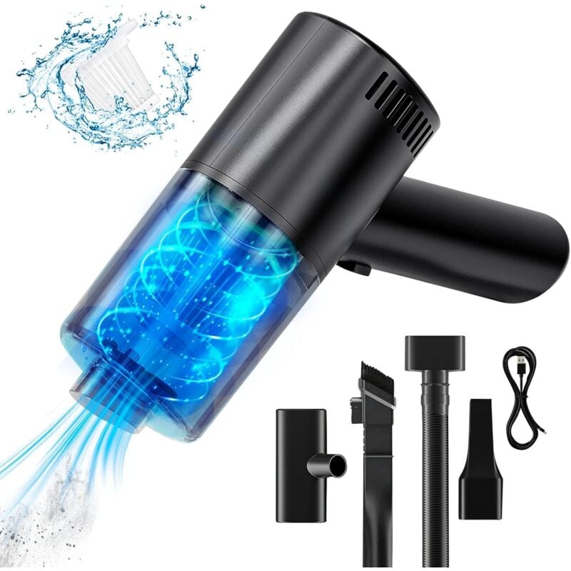 foto del prodotto aspirapolvere portatile, 9000 pa, senza filo, potente secco e umido 4000 mah e ricarica rapida usb, filtro hepa lavabile, 4 accessori, 5 modalit 
