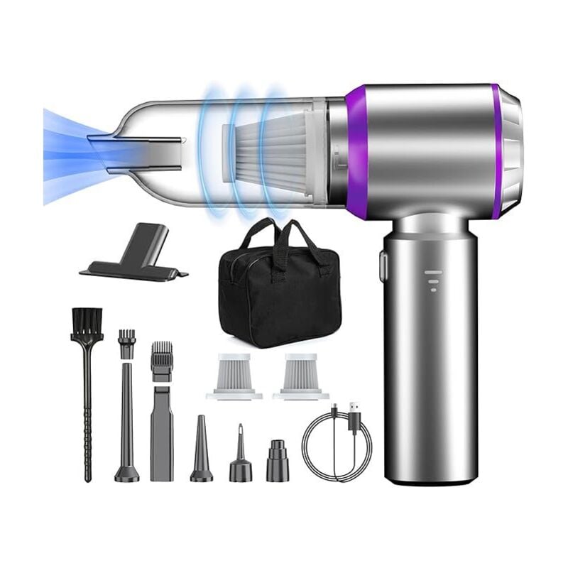 foto del prodotto aspirapolvere portatile, aspirapolvere per auto senza fili potente 3 in 1 da 18000 pa, 3 velocit , 80.000 u min, mini aspirapolvere senza fili per