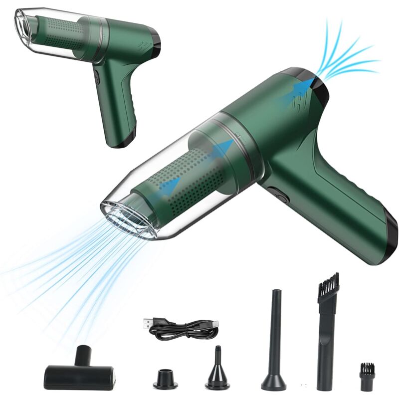 foto del prodotto aspirapolvere portatile senza fili, aspirapolvere per auto con motore brushless da 120 w con potente aspirazione da 12000 pa, mini aspirapolvere