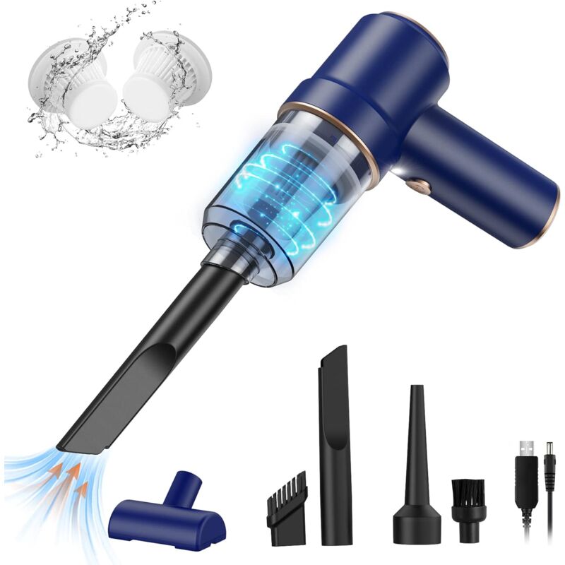 foto del prodotto aspirapolvere portatile senza fili, aspirapolvere per auto, mini aspirapolvere portatile, aspirazione potente, aspirazione leggera ricaricabile 2 in