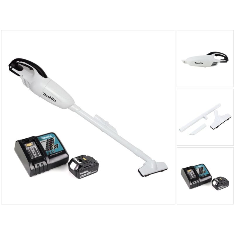 foto del prodotto aspiratore a batteria makita dcl 180 rg1 w 18 v bianco 1x batteria ricaricabile 6,0 ah caricabatterie