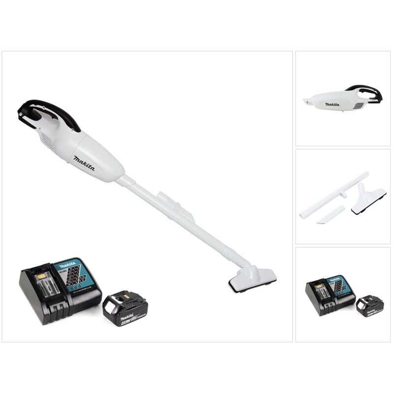 foto del prodotto aspiratore a batteria makita dcl 180 rm1 w 18 v bianco 1x batteria 4,0 ah caricabatterie