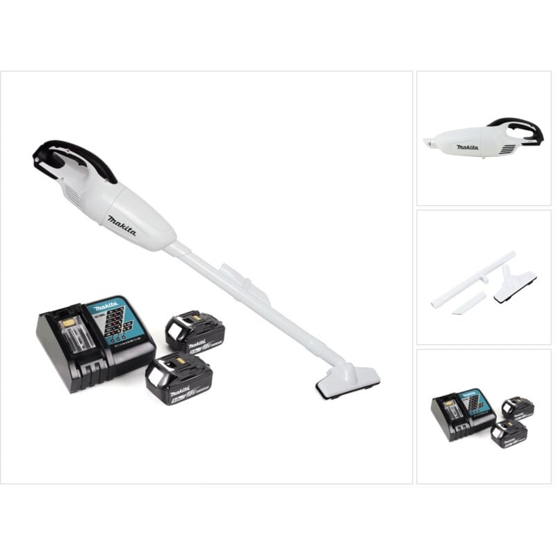 foto del prodotto aspiratore a batteria makita dcl 180 rt w 18 v bianco 2x batteria 5,0 ah caricabatterie