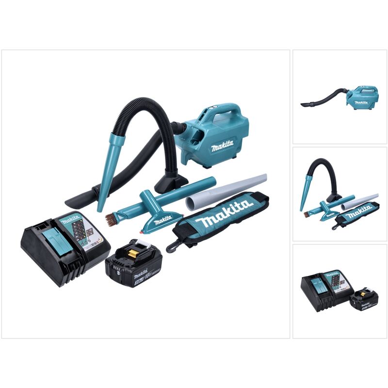foto del prodotto aspiratore a batteria makita dcl 184 rf1 18 v 54 mbar 0,5 l 1x batteria 3,0 ah caricabatterie