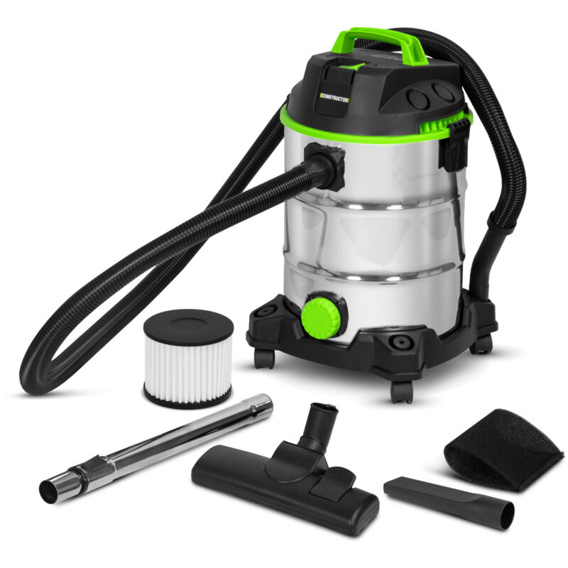 foto del prodotto aspiratore a umido asciutto 1400w 30l in acciaio inox 18 kpa con soffiatore e tappo di scarico constructor