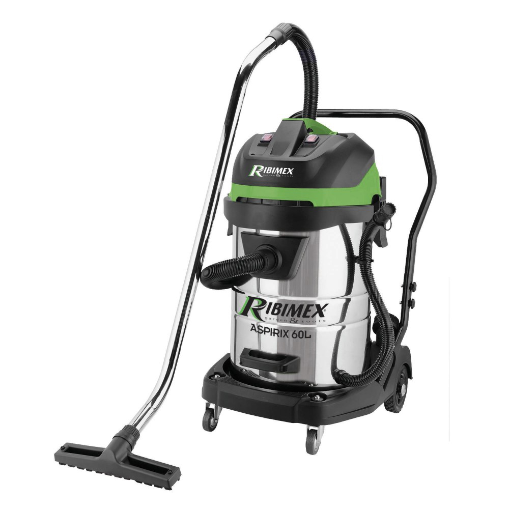 foto del prodotto aspiratore aspirapolvere aspiraliquidi bidone inox 60lt 2x1000w ribimex