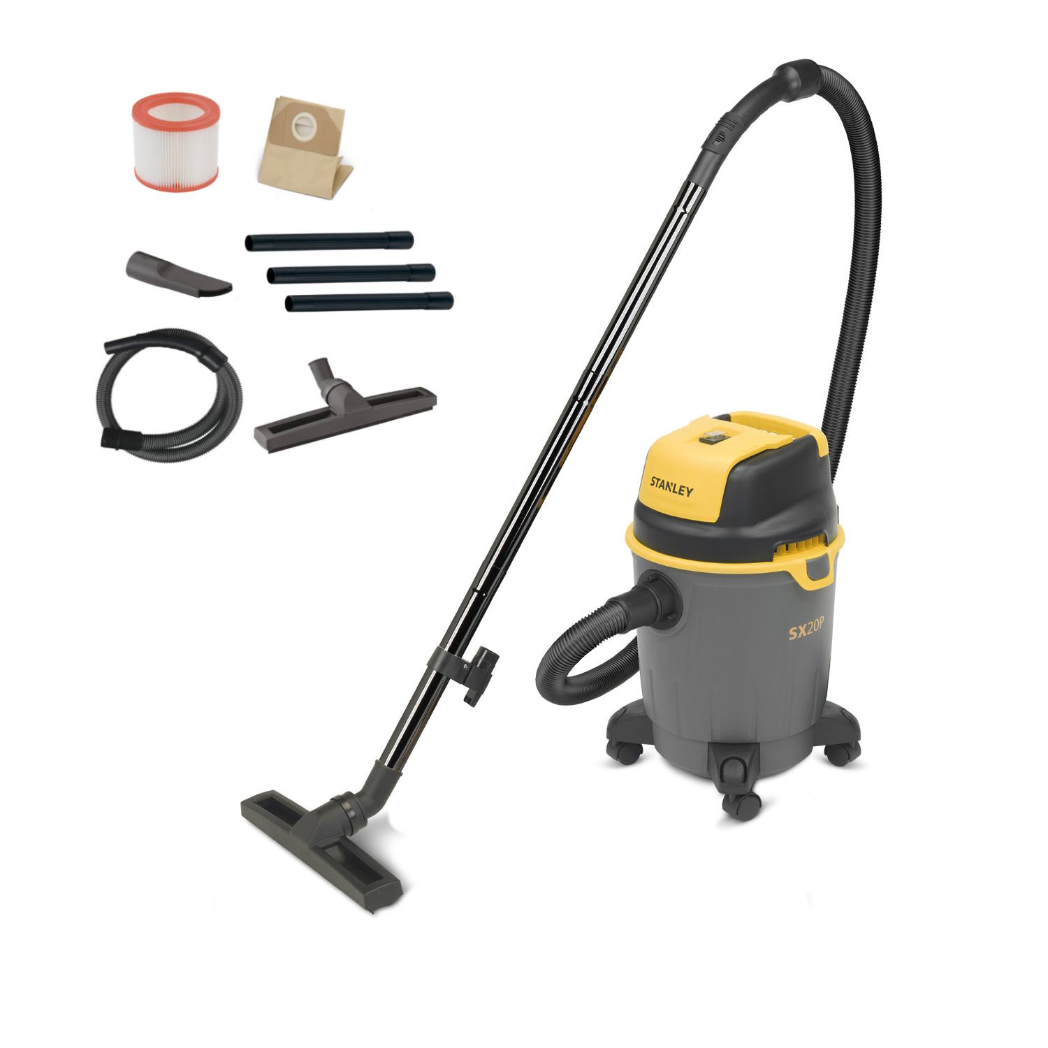 foto del prodotto aspiratore solidi e liquidi stanley sxvc20pe potenza assorbita 1200 w, capacità fusto 20 l