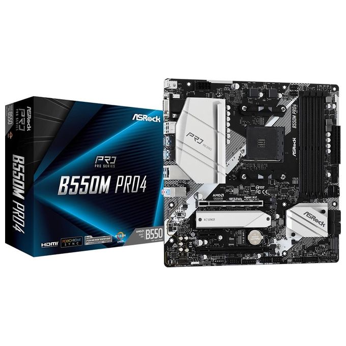 foto del prodotto asrock b550m pro4 amd b550 socket am4 micro atx
