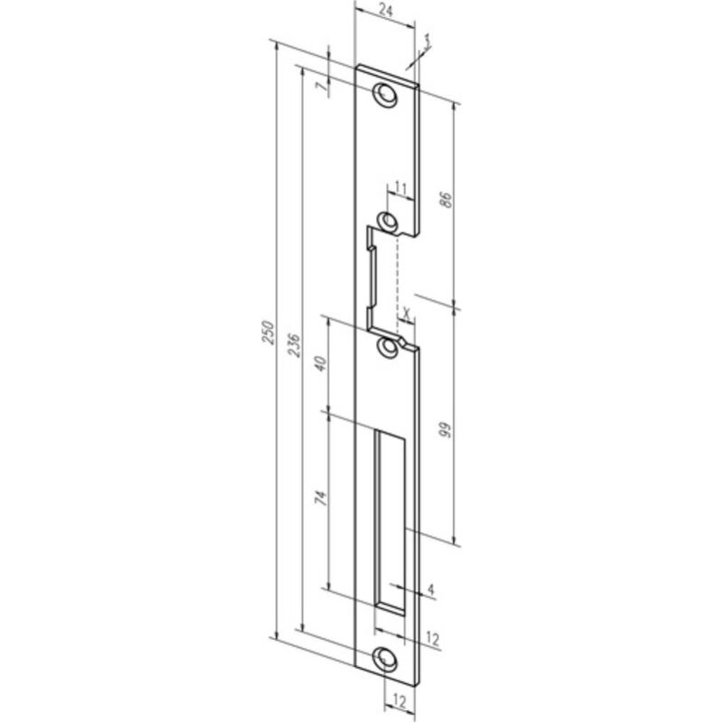foto del prodotto assa abloy - contropiastra piana 338 sta zincata, l.24xl.250mm din l/r