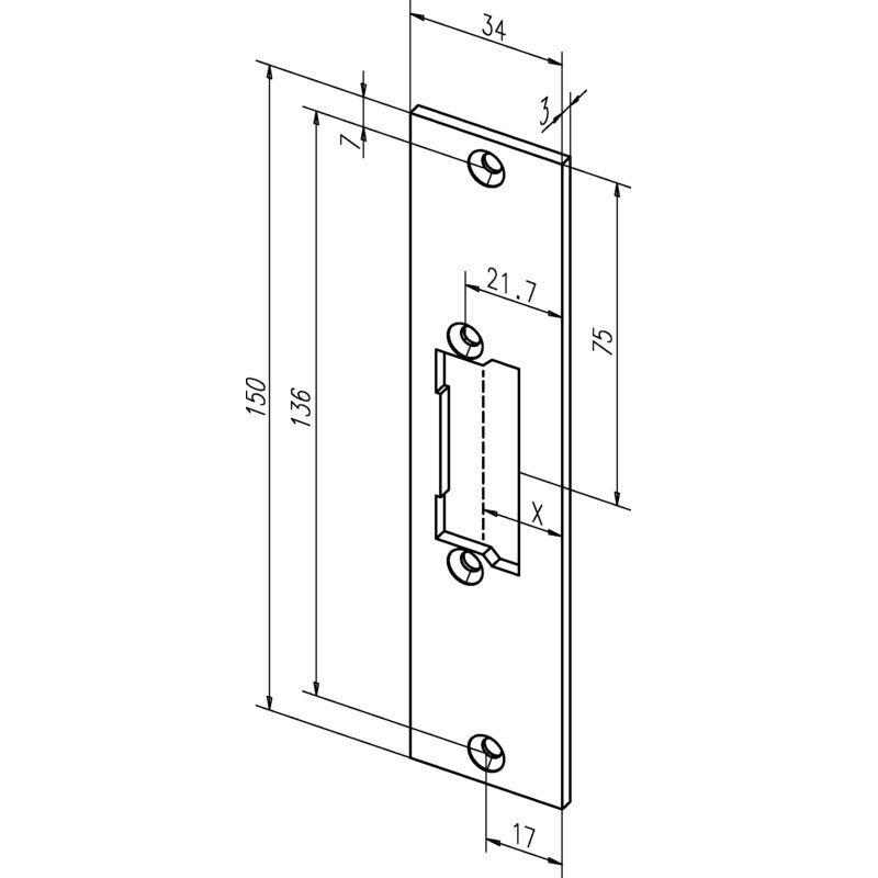foto del prodotto assa abloy - incontro piatto 21c va lavorato b. 34xl.150mm din l r