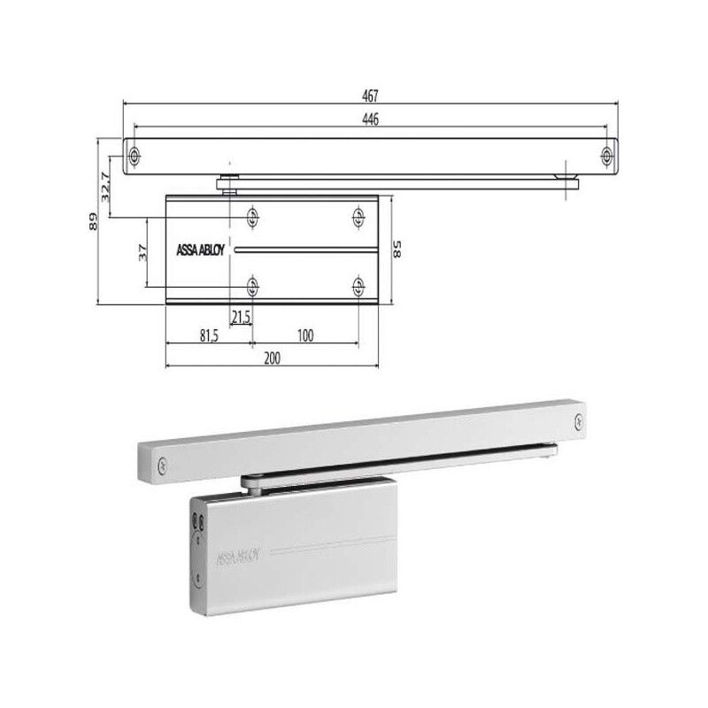 foto del prodotto assa abloy piastra chiudiporta slitta dc175 argent.